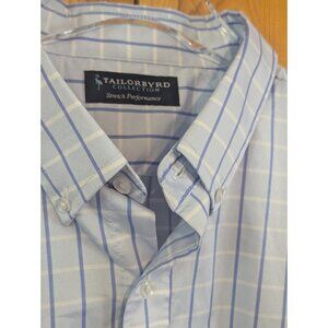 Tailorbyrd Shirt Mens 2XL Blue  Striped Button Up Casual Long‎ Sleeve